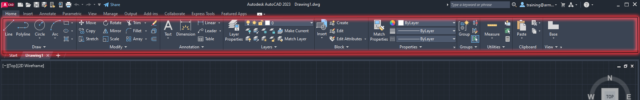 AutoCAD user interface - ribbon