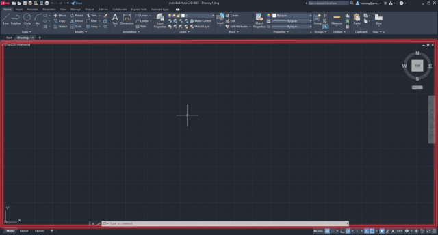 AutoCAD user interface - drawing space