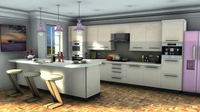 SketchUp kitchen - photorealistic image generated using LightUp renderer